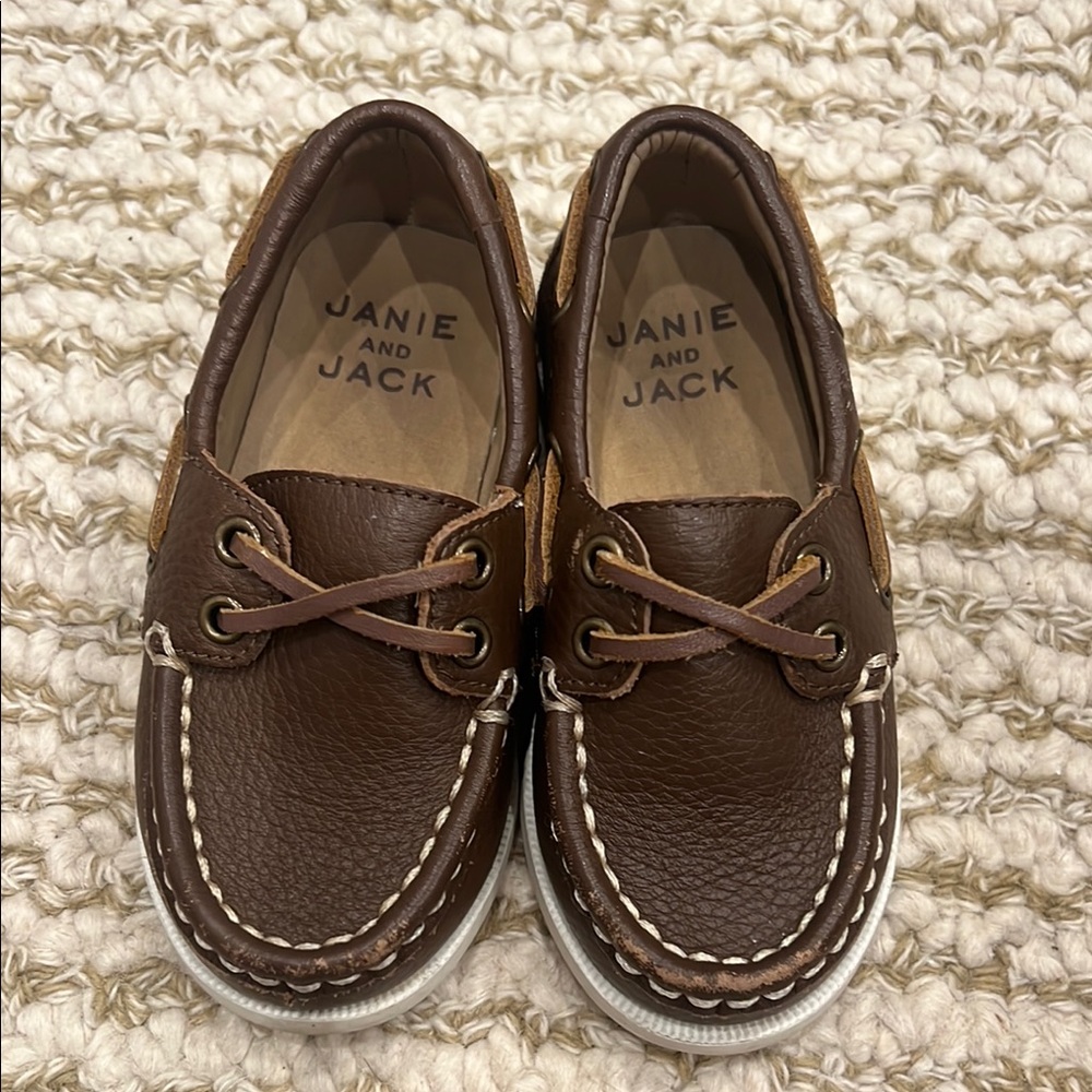 Janie and Jack Brown Kids boat shoes